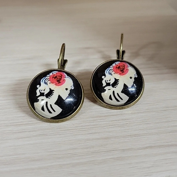 🔥LAST PAIR🔥 Skeleton Señorita Button Drop Earrings - Picture 6 of 7